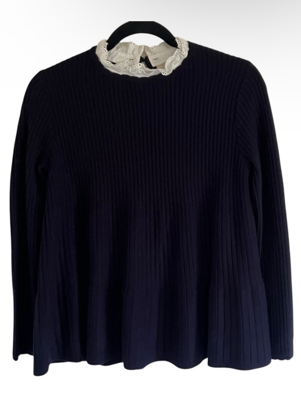 Sezane Apolline Merino Wool Blend Jumper Sweater in Navy Small
